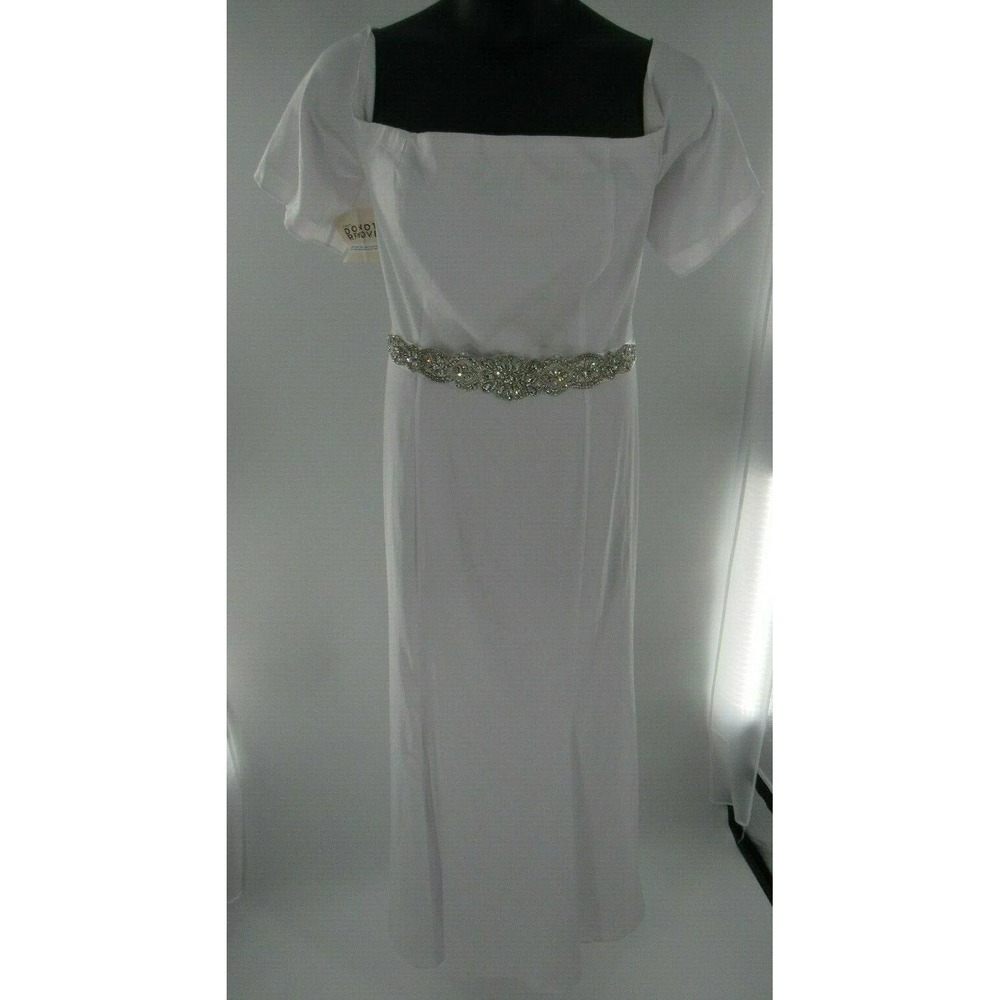 Women's Fame & Partners White Wedding Formal Short Sleeve Maxi Dress Size 16 NWT